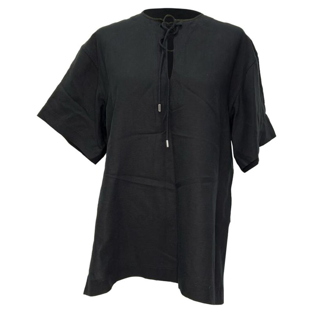 Totême Fluid Tie Oversized Shirt in Black Lyocell